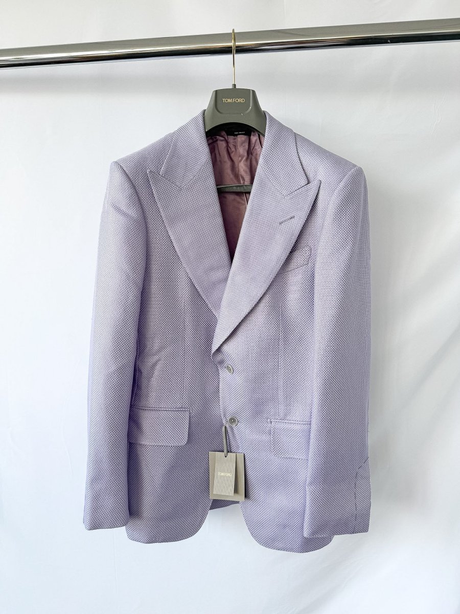 Tom Ford Atticus Grand Basket Weave Silk & Virgin Wool Blazer Light Purple