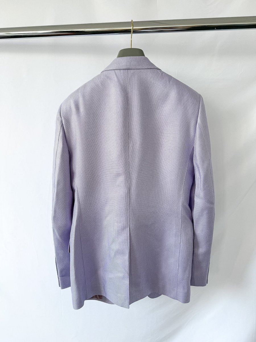 Tom Ford Atticus Grand Basket Weave Silk & Virgin Wool Blazer Light Purple - Imagen 3
