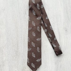 Drake's Brown Dotted Paisley Print Silk Tie