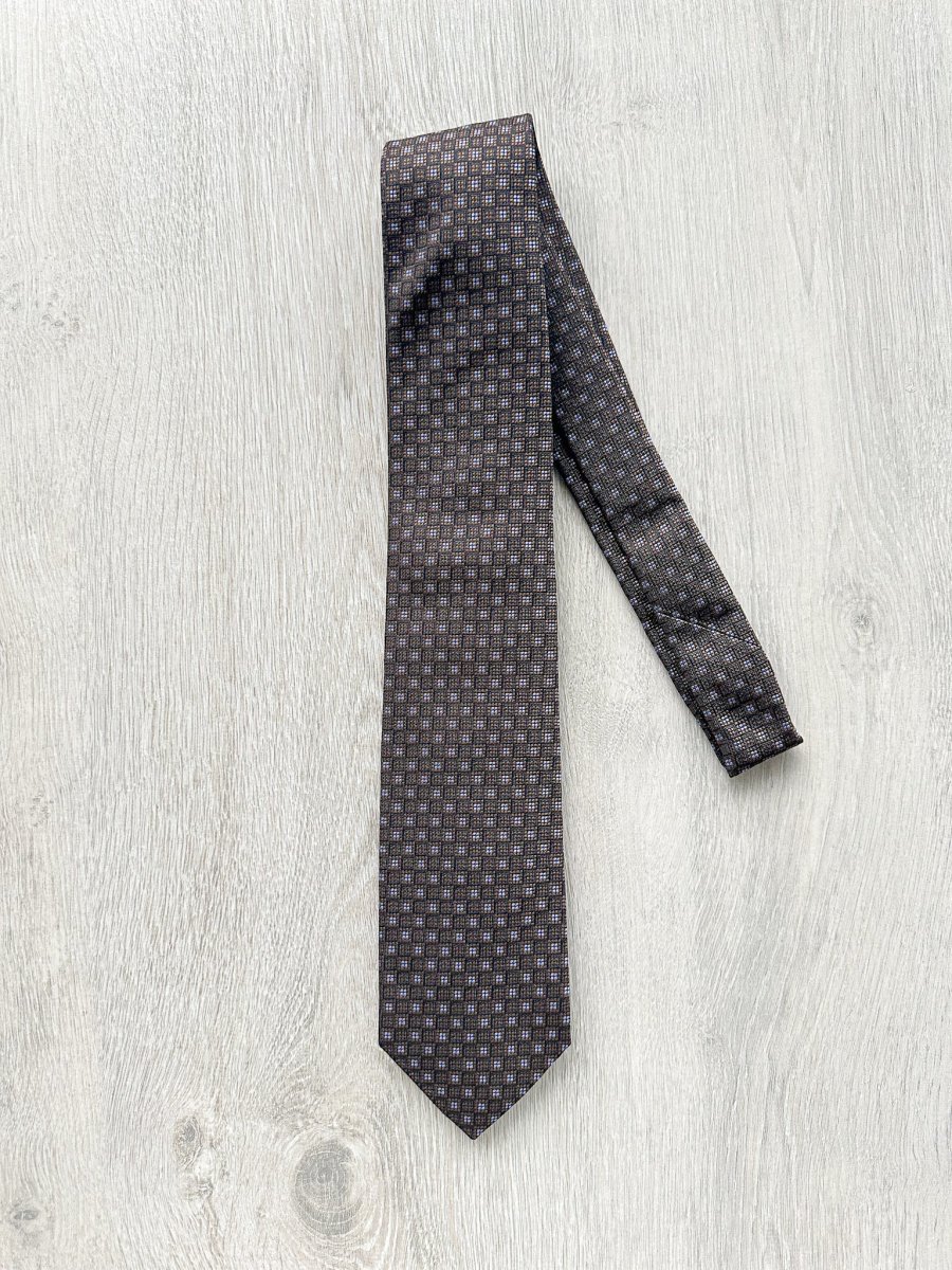 Drake's Brown Woven Square Design Tie - Imagen 2