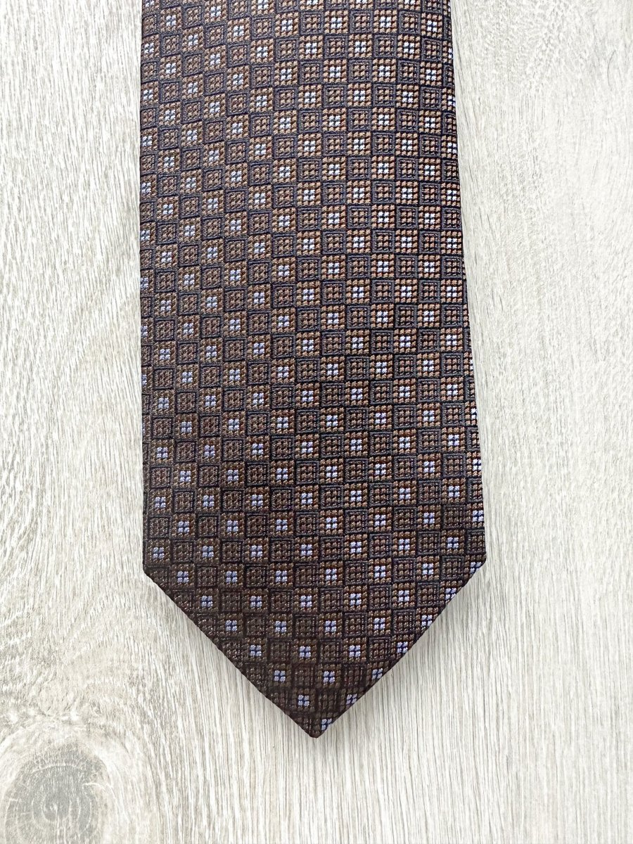 Drake's Brown Woven Square Design Tie - Imagen 4