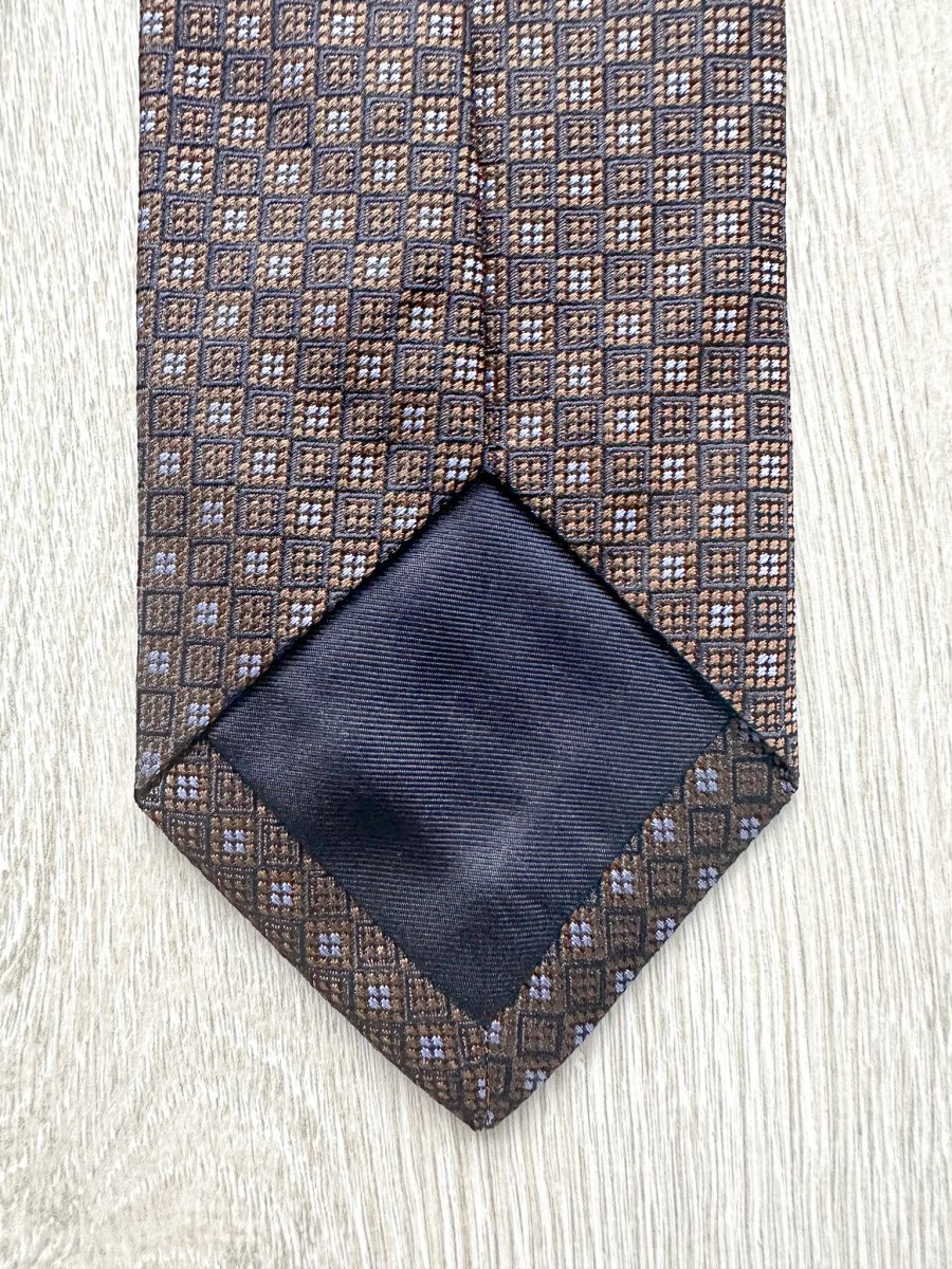 Drake's Brown Woven Square Design Tie - Imagen 5
