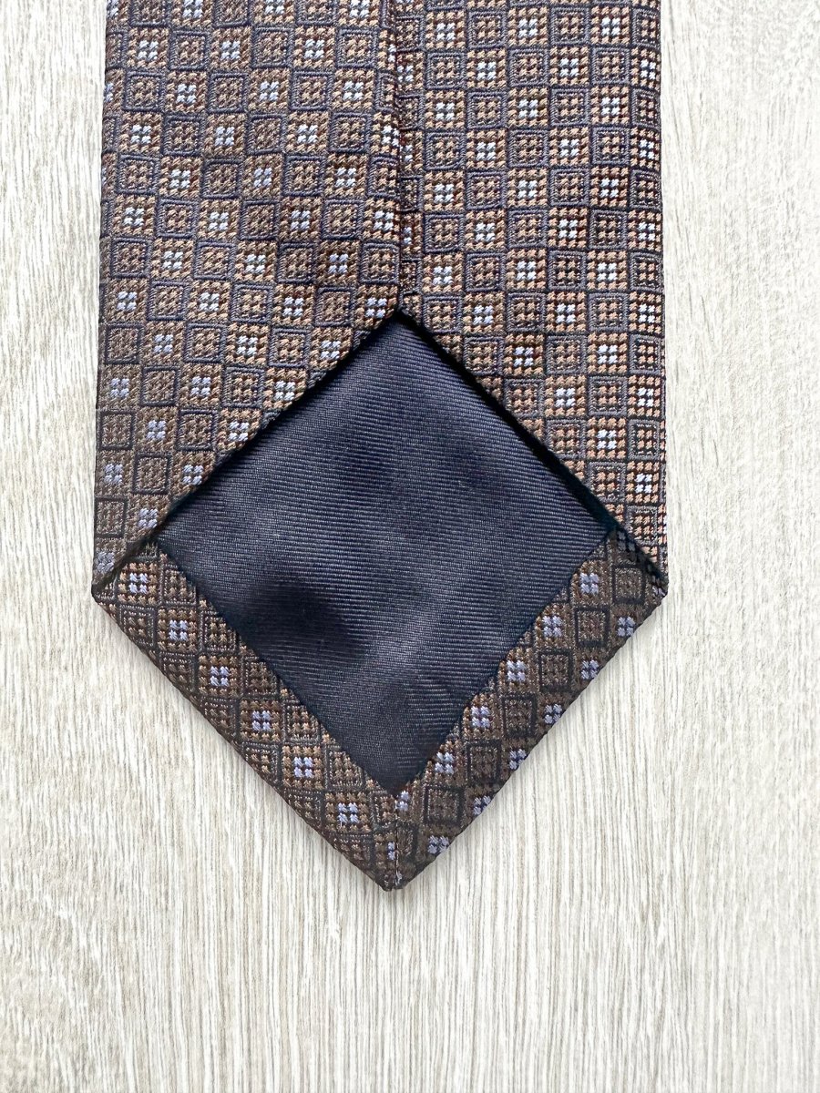 Drake's Brown Woven Square Design Tie - Imagen 8