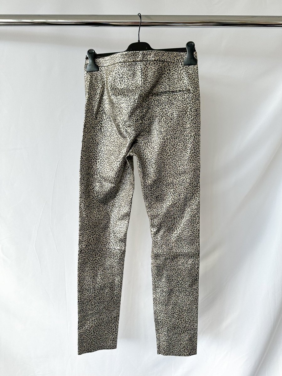 Isabel Marant Leopard Print Etienne Metallic Skinny Lambskin Leather Trousers - Imagen 4