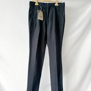 Tom Ford Navy Double Pleat Silk Woven Trousers