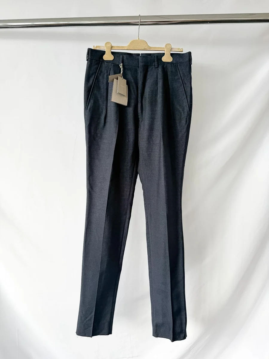 Tom Ford Navy Double Pleat Silk Woven Trousers