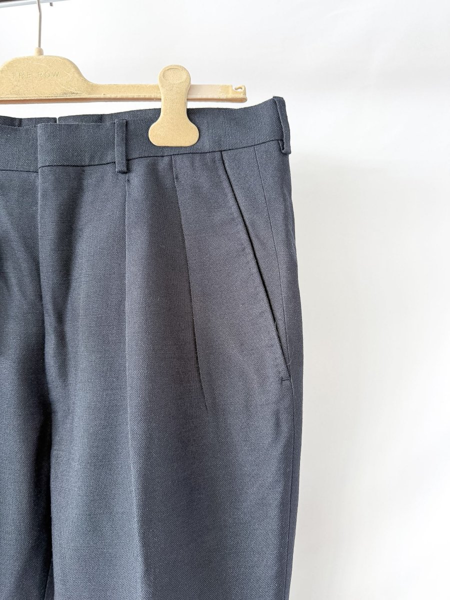 Tom Ford Navy Double Pleat Silk Woven Trousers - Imagen 4