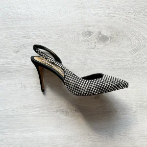 Alexandre Vauthier Black Crystal Embellished Slingback Amber Heels