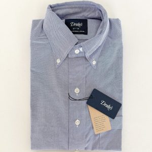 Drake's Plain Blue Oxford Shirt