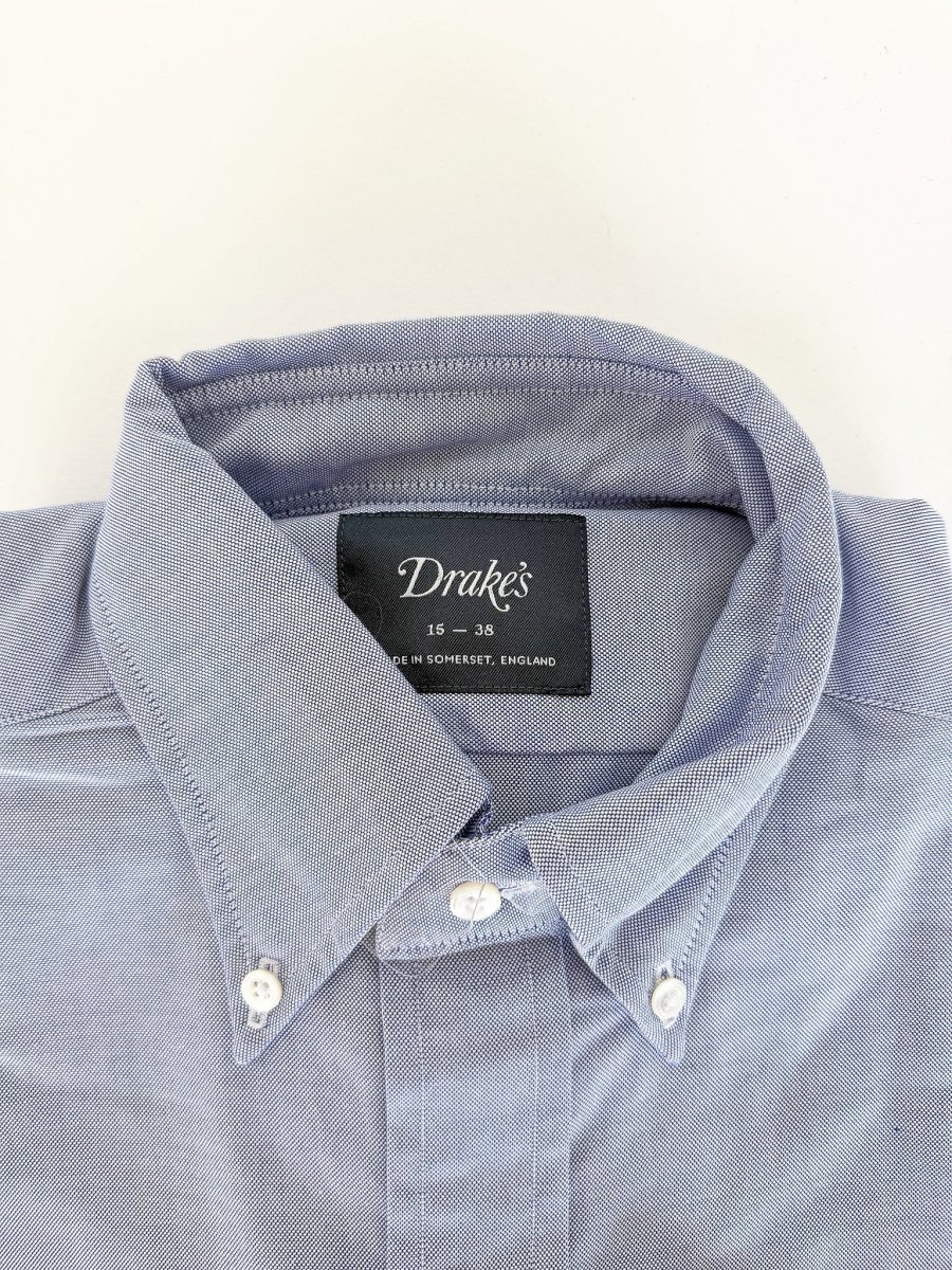 Drake's Plain Blue Oxford Shirt - Imagen 3