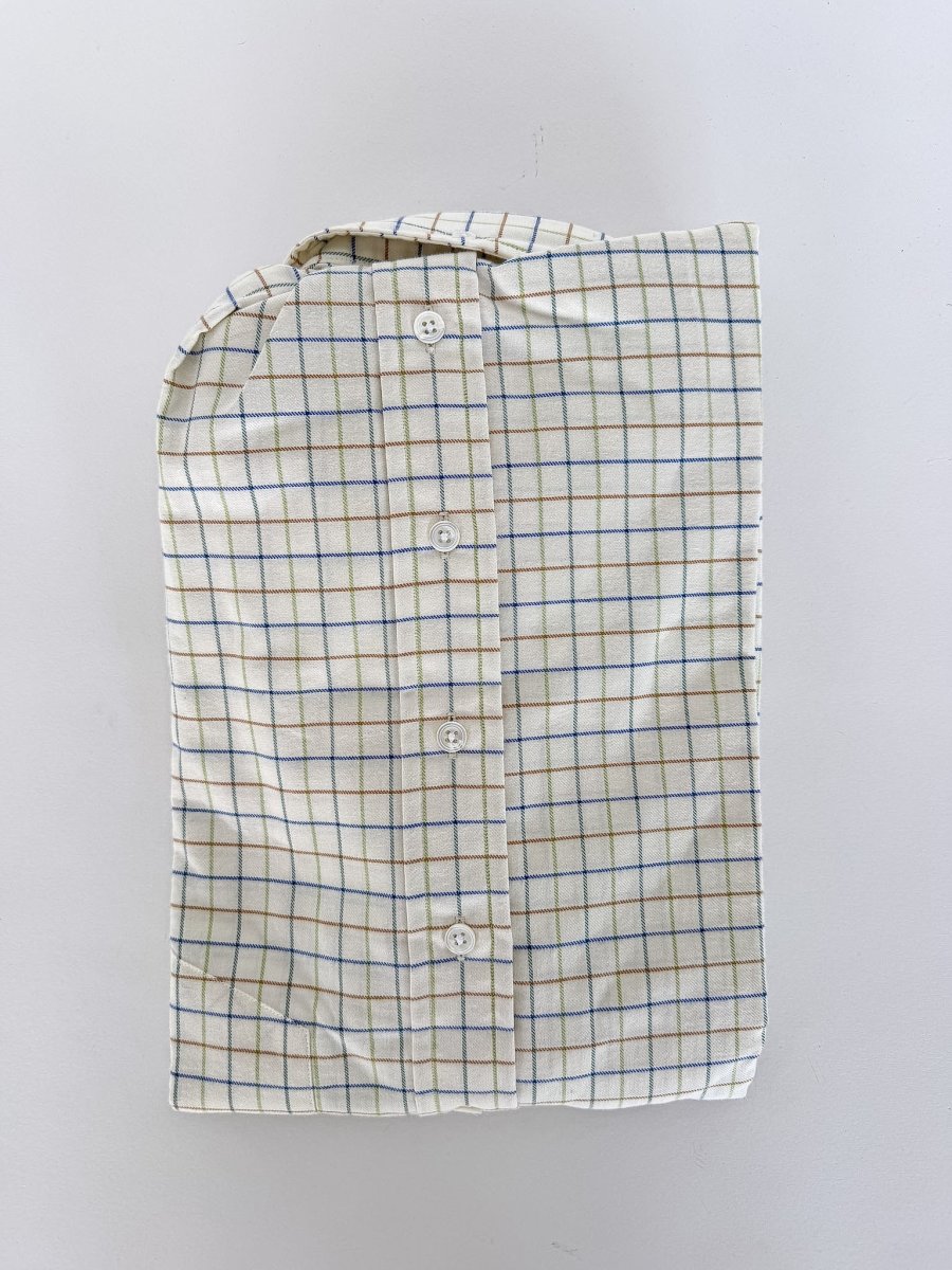 Drake's Brushed Cotton Ecru Check Country Shirt - Imagen 5