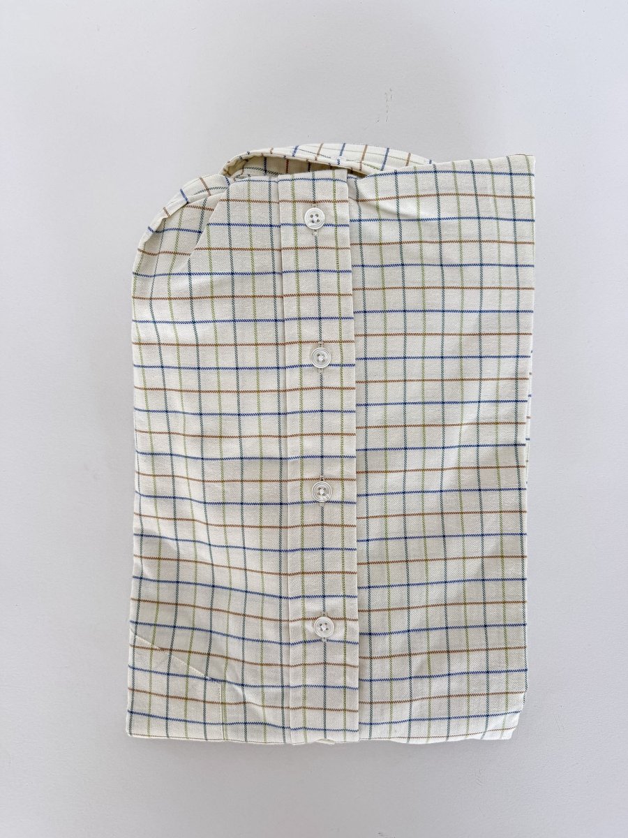 Drake's Brushed Cotton Ecru Check Country Shirt - Imagen 6