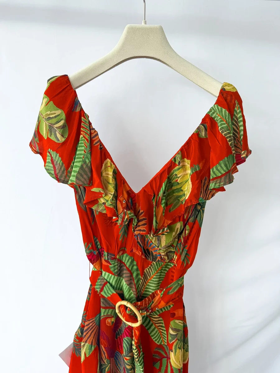 Farm Rio Red Forest Birds Belted Midi-Dress - Imagen 8
