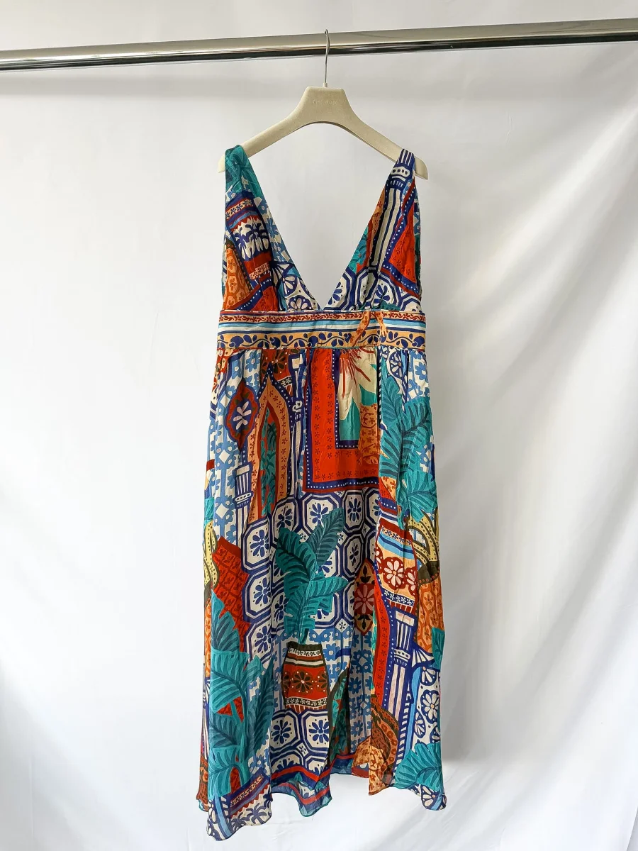 Farm Rio Forest Tiles V Neck Midi Dress - Imagen 5