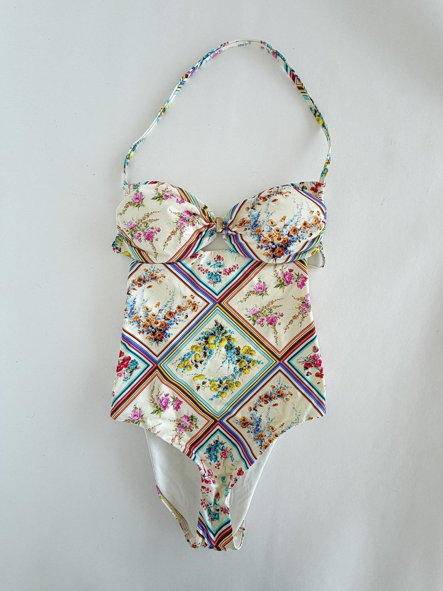 Zimmermann Halcyon Floral Print Halterneck Cutout Swimsuit - Imagen 5