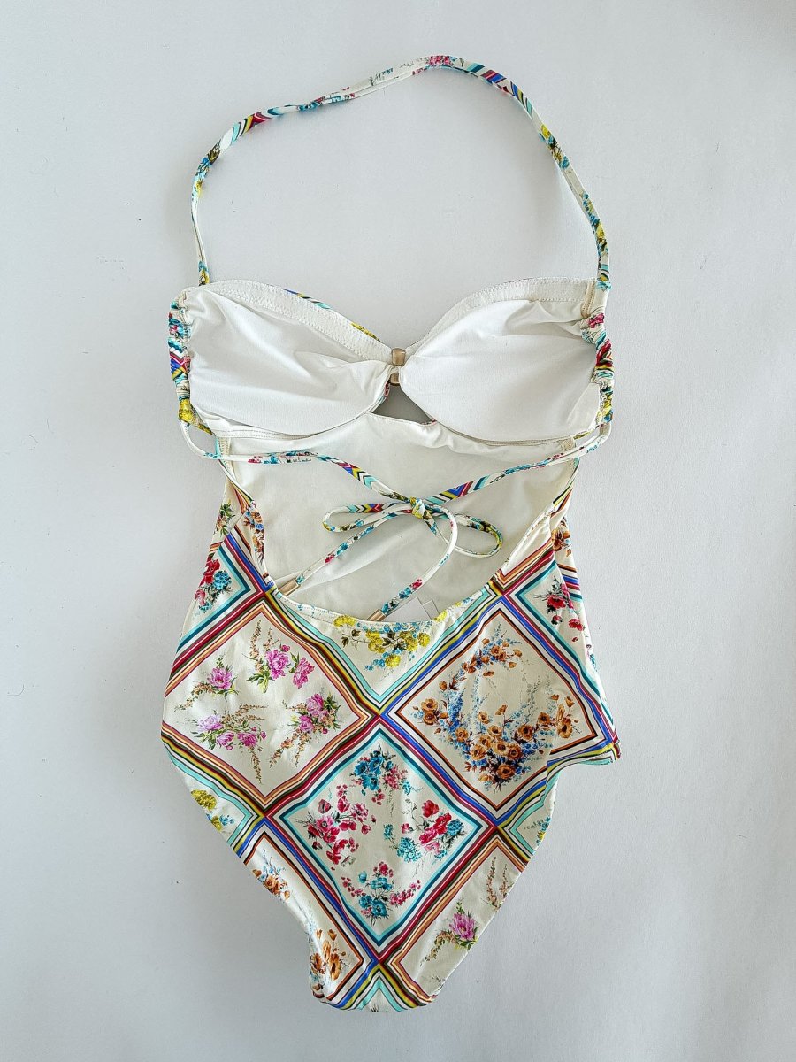 Zimmermann Halcyon Floral Print Halterneck Cutout Swimsuit - Imagen 6
