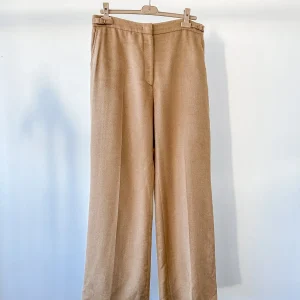 Gabriela Hearst Silk Vesta Brushed Caramel Brown Straight Leg Trousers