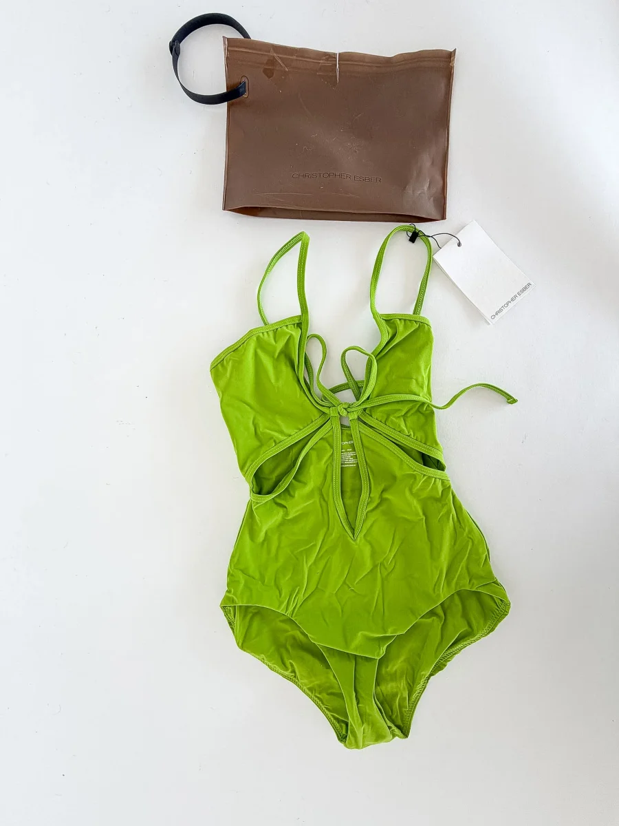 Christopher Esber Green Tie-Front Cutout Swimsuit - Imagen 9