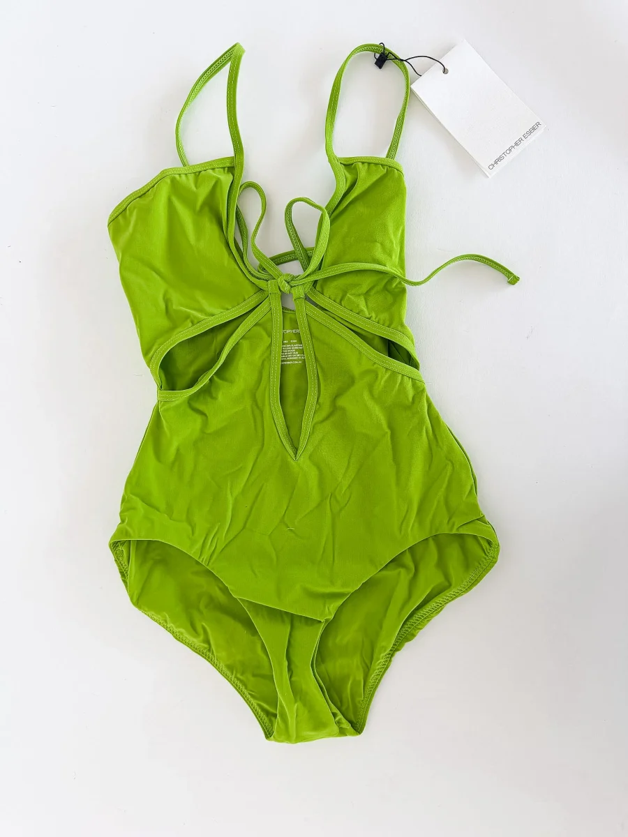 Christopher Esber Green Tie-Front Cutout Swimsuit - Imagen 8