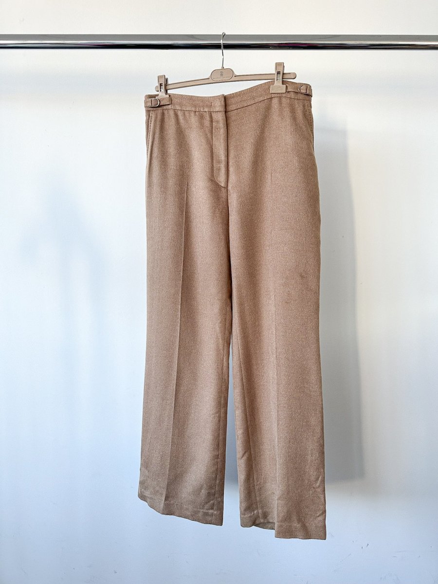 Gabriela Hearst Silk Vesta Brushed Caramel Brown Straight Leg Trousers - Imagen 6