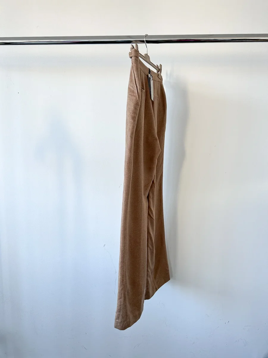 Gabriela Hearst Silk Vesta Brushed Caramel Brown Straight Leg Trousers - Imagen 7