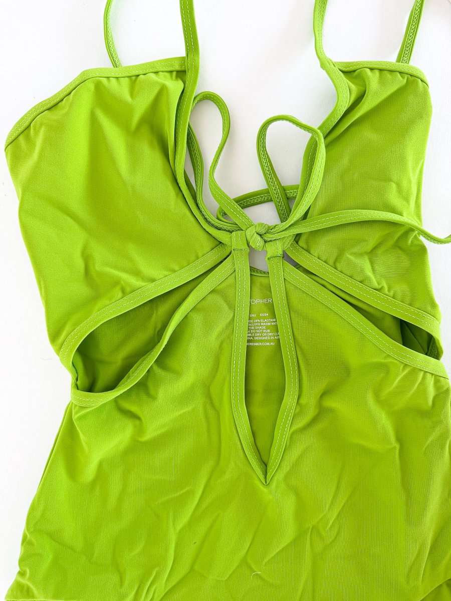 Christopher Esber Green Tie-Front Cutout Swimsuit - Imagen 3