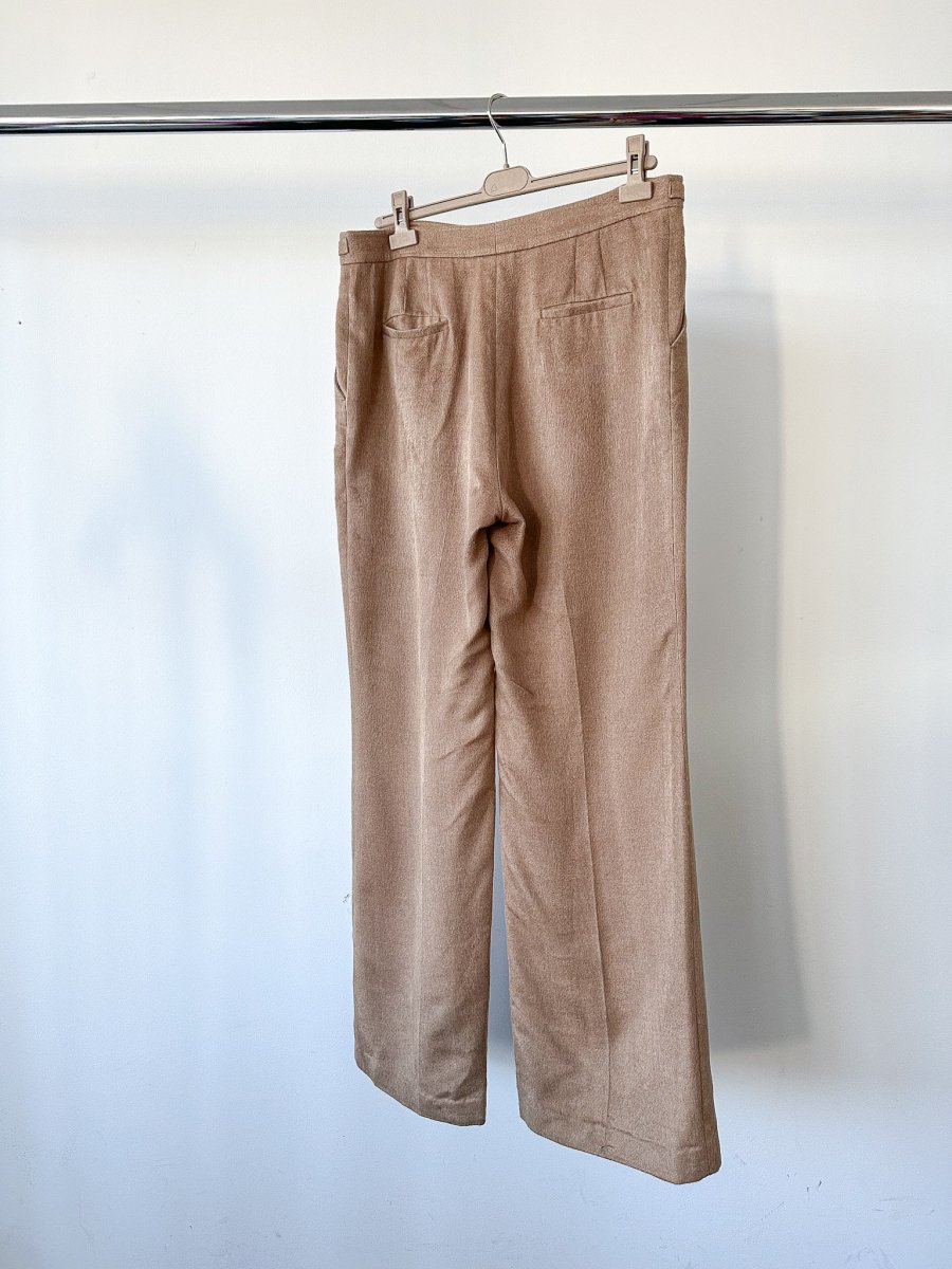 Gabriela Hearst Silk Vesta Brushed Caramel Brown Straight Leg Trousers - Imagen 8