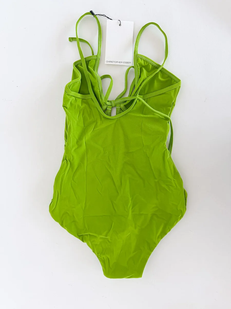 Christopher Esber Green Tie-Front Cutout Swimsuit - Imagen 4