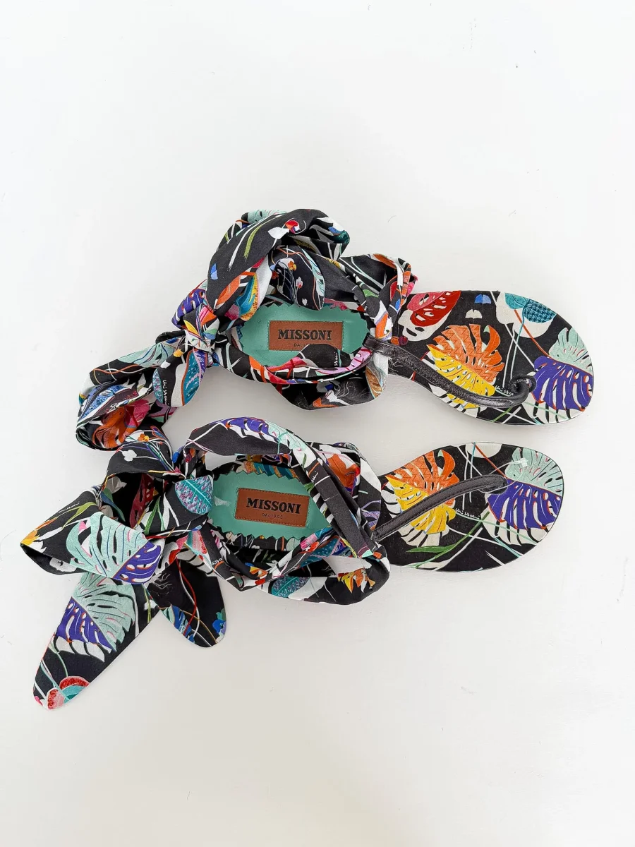 Missoni Printed Ribbon Wrap Ankle Thong Sandals - Imagen 3