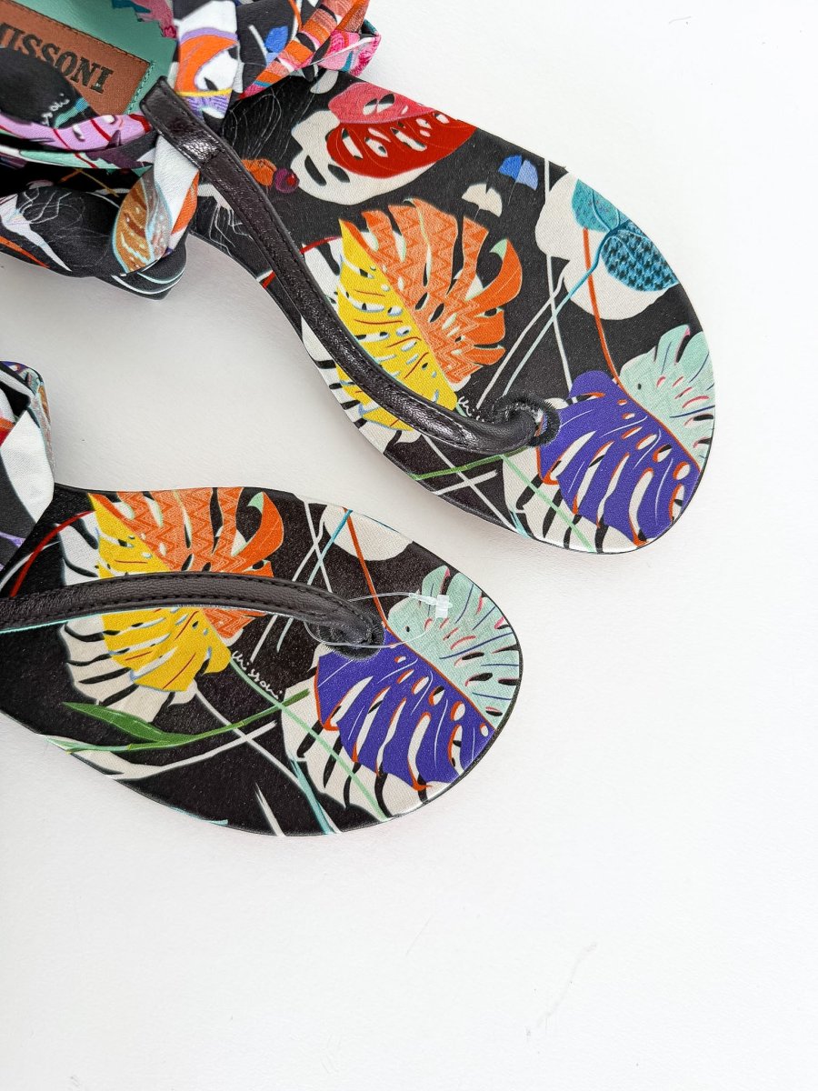 Missoni Printed Ribbon Wrap Ankle Thong Sandals - Imagen 5