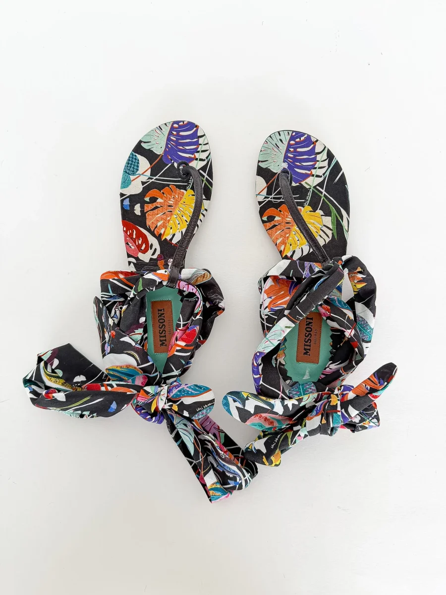 Missoni Printed Ribbon Wrap Ankle Thong Sandals - Imagen 7