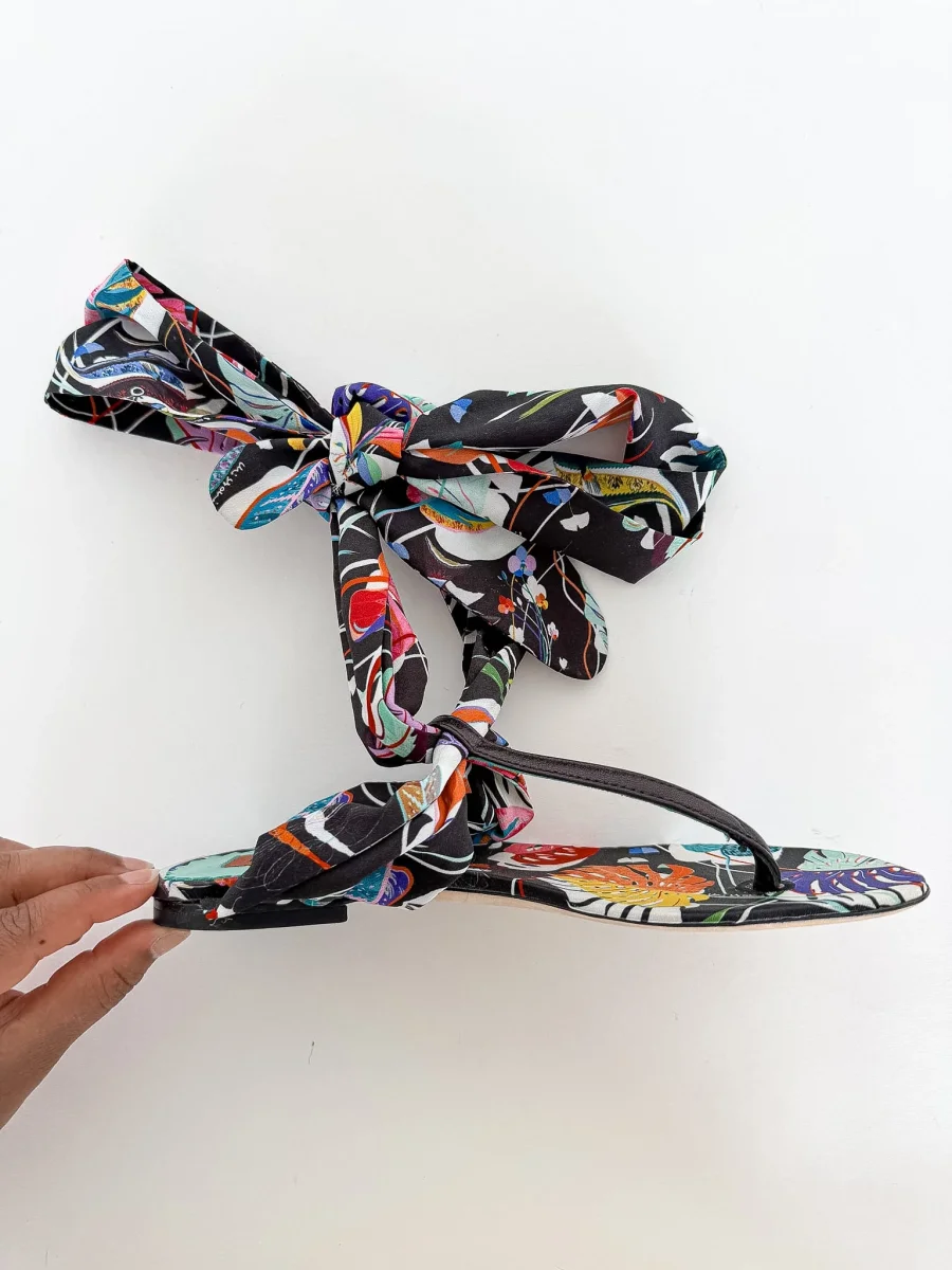 Missoni Printed Ribbon Wrap Ankle Thong Sandals - Imagen 9