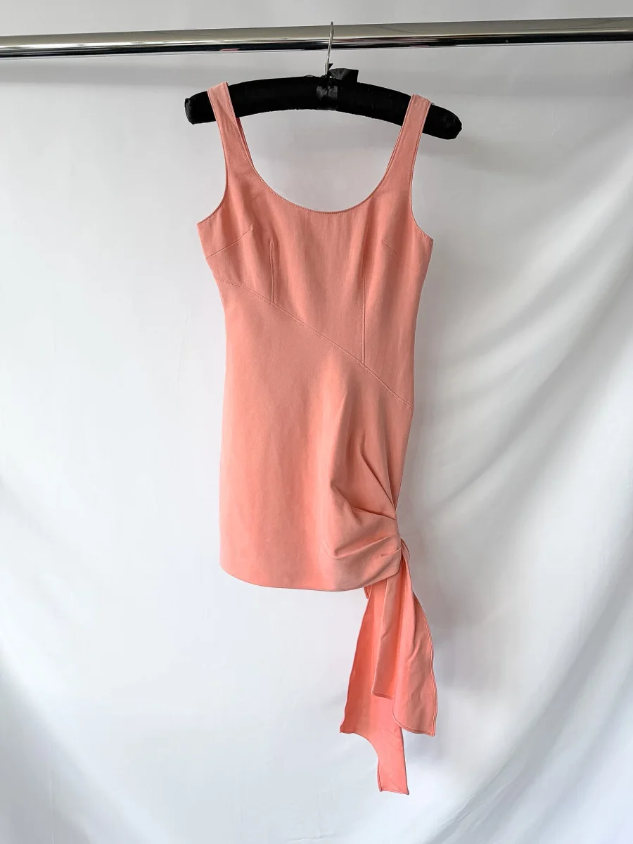 Cinq A Sept Pink Sharon Knotted Crepe Mini Dress - Imagen 5
