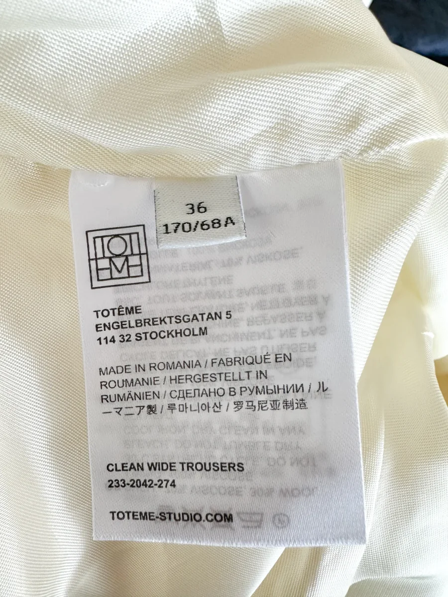 Toteme Clean White Wide Leg Trousers - Imagen 9