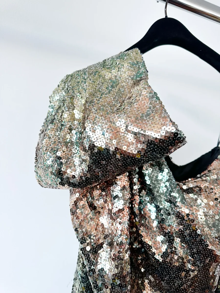 Halpern Sequinned One Shoulder Multicoloiur Party Dress - Imagen 5