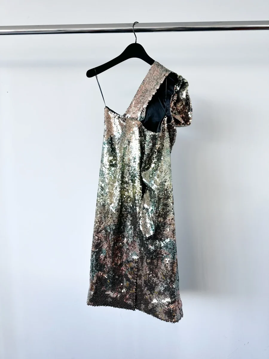 Halpern Sequinned One Shoulder Multicoloiur Party Dress - Imagen 6