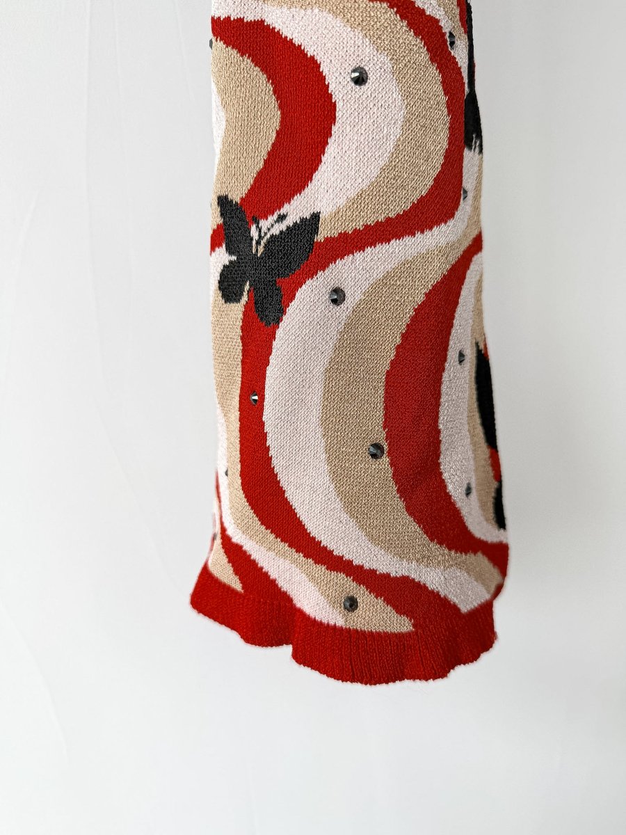 Alessandra Rich Cropped Jacquard Knit Top with Embellishments - Imagen 6