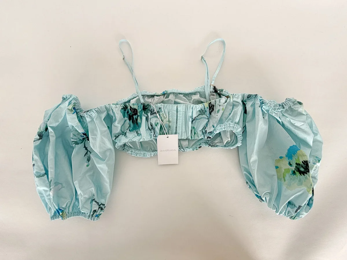Zimmermann Off Shoulder Floral Lightburst Crop Top - Imagen 8