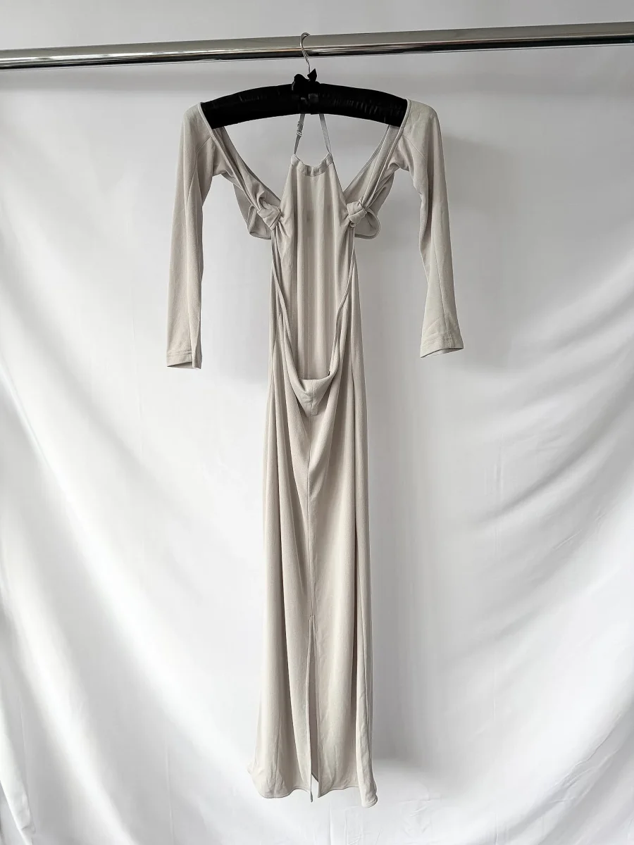 Jacquemus La robe Nodi knotted Light Grey Cut Out Dress - Imagen 9