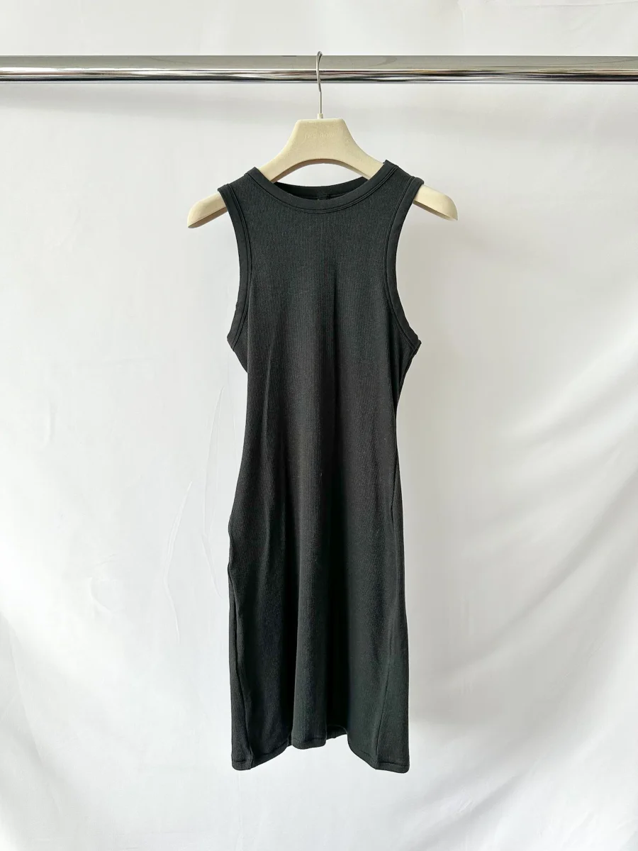 Skims Black Rib Knit Stretch Tank Mini Dress - Imagen 3