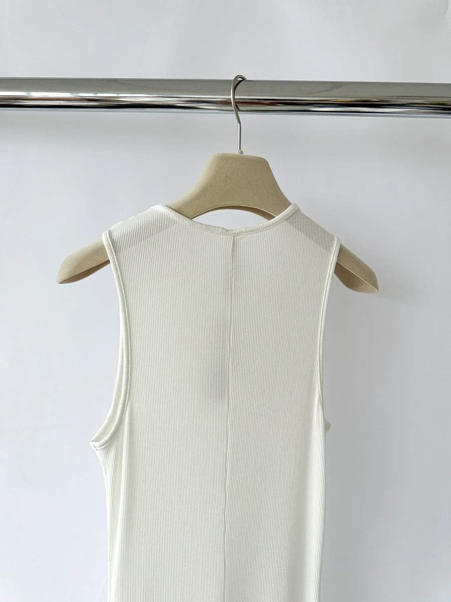 Skims Soft Lounge White Ribbed Knit Sleeveless Dress - Imagen 5