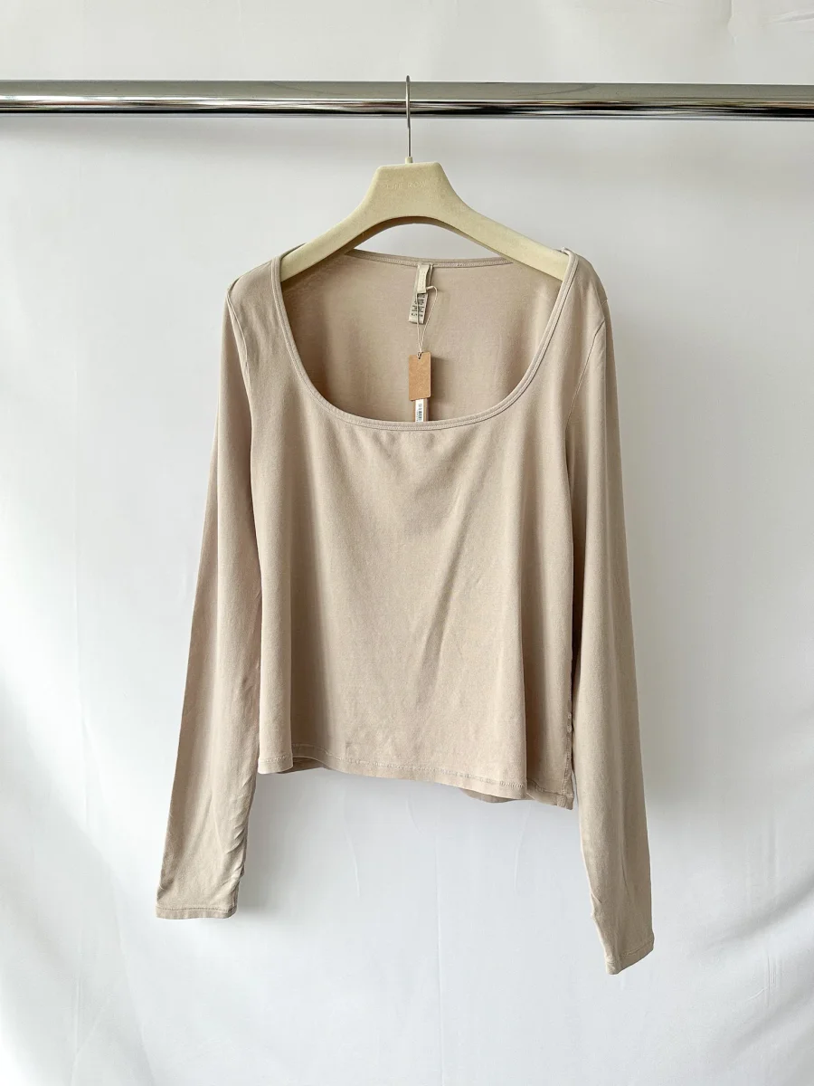Skims Stone Grey New Vintage Long Sleeve T-Shirt Top - Imagen 4