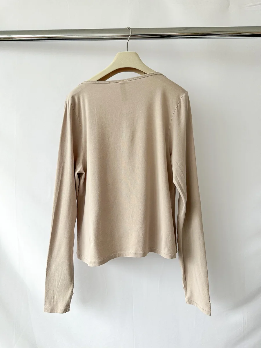 Skims Stone Grey New Vintage Long Sleeve T-Shirt Top - Imagen 7
