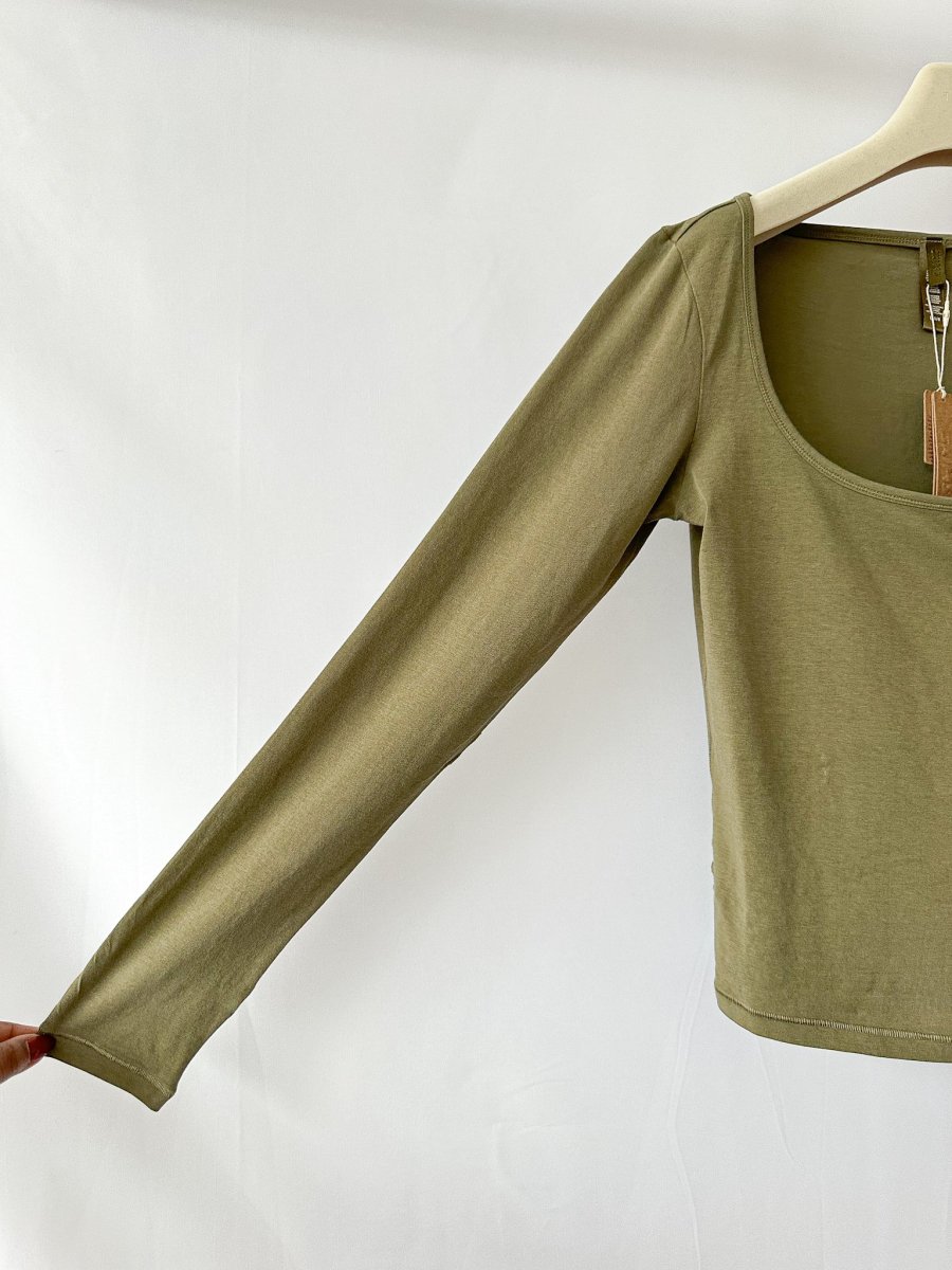 Skims Khaki Green New Vintage Long Sleeve T-Shirt Top - Imagen 7