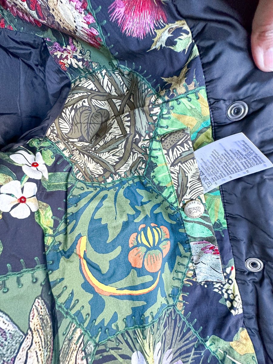House Of Hackney Black Quilted Floral Lined Coat - Imagen 9