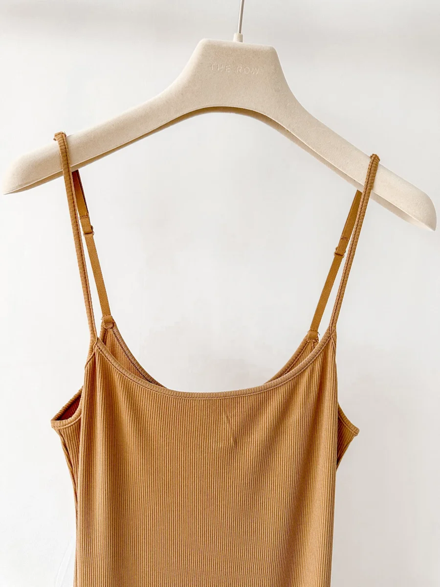 Skims Soft Lounge Ribbed Stretch Modal Slip Camel Brown Dress - Imagen 9