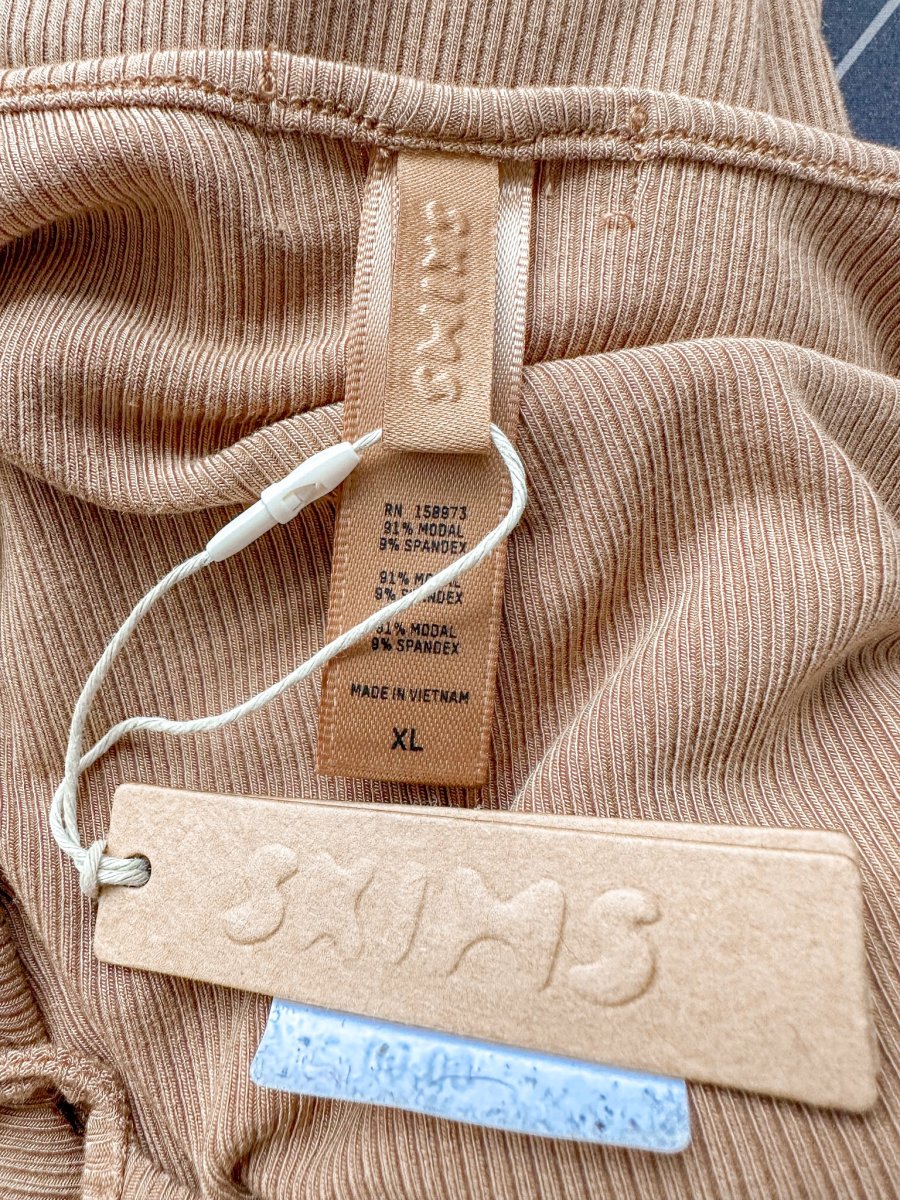 Skims Soft Lounge Ribbed Stretch Modal Slip Camel Brown Dress - Imagen 5