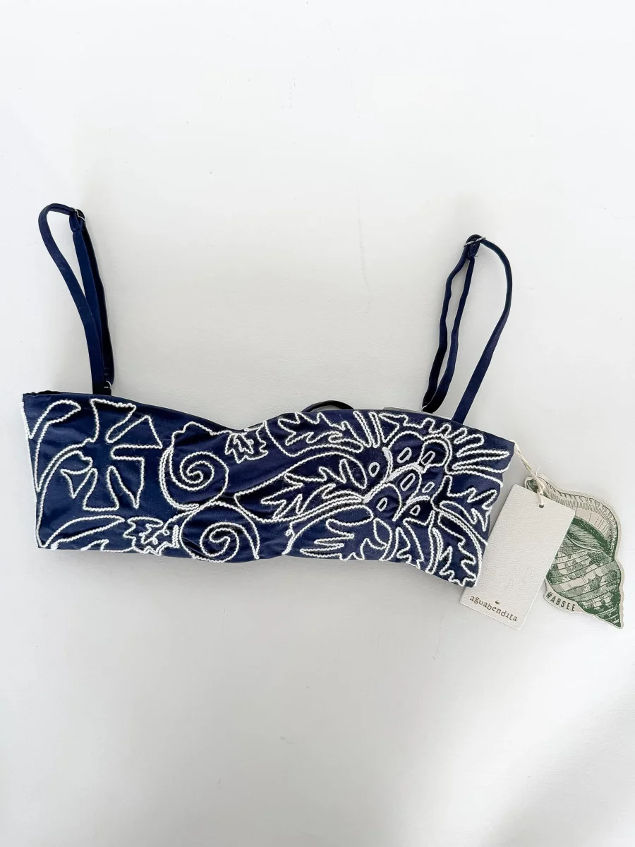 Agua Bendita Blue Embroidered Brietta Bikini Top - Imagen 3