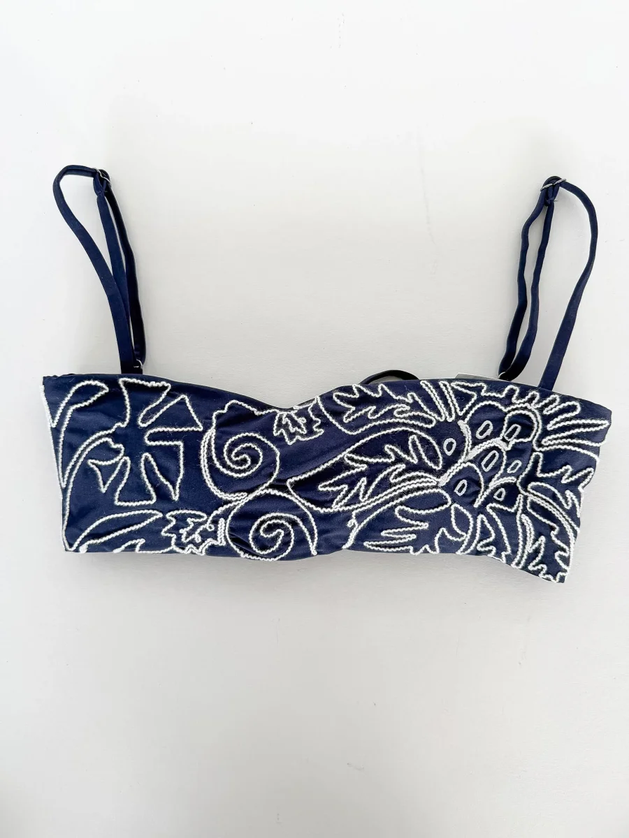 Agua Bendita Blue Embroidered Brietta Bikini Top - Imagen 2