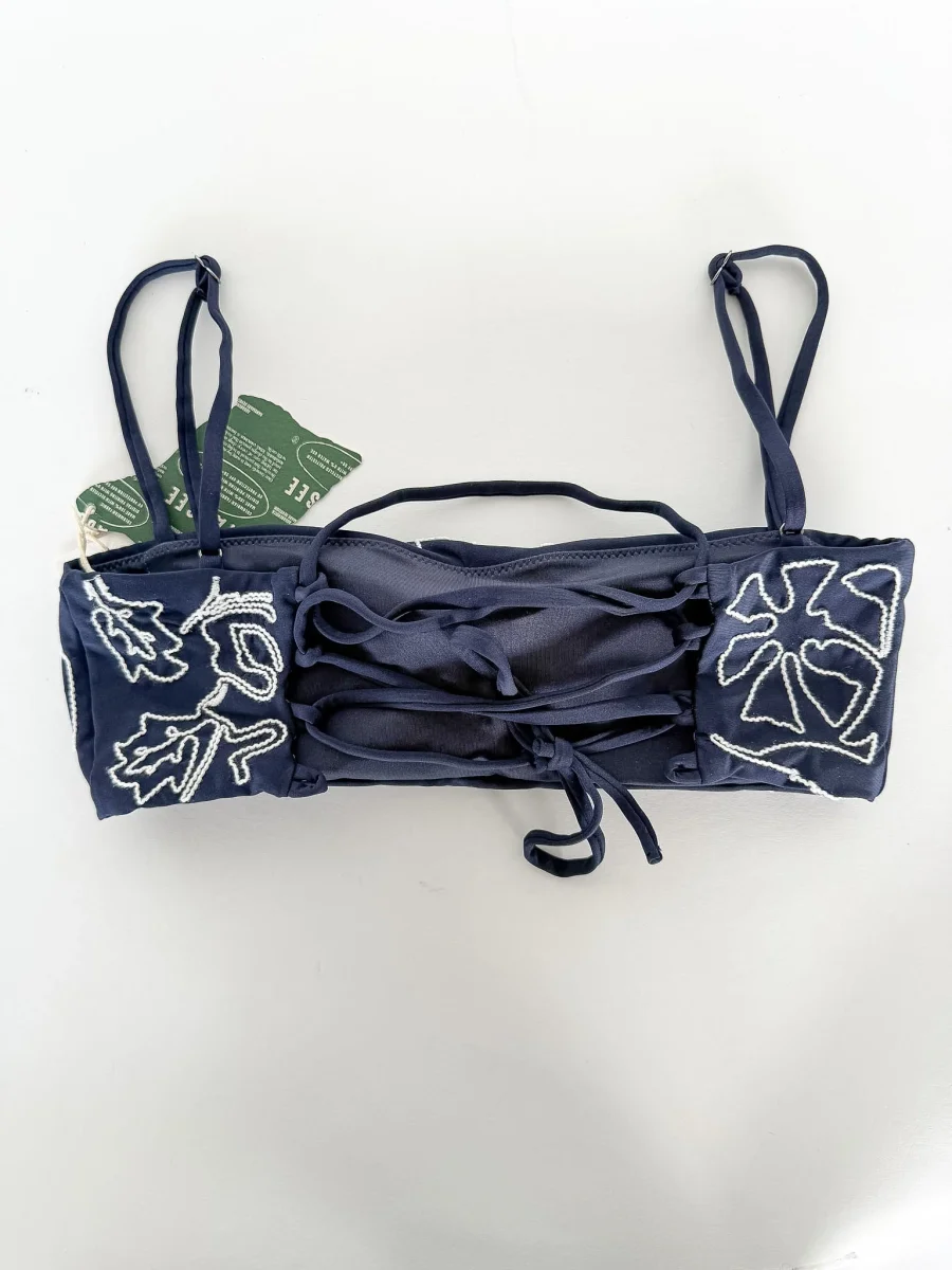 Agua Bendita Blue Embroidered Brietta Bikini Top - Imagen 4